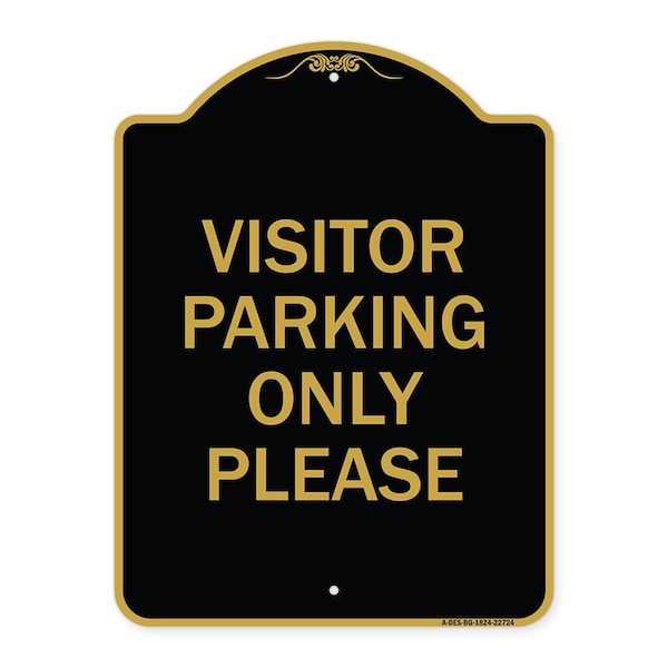 Signmission Visitor Parking Sign Visitor Parking Please, Black & Gold Aluminum Sign, 18" x 24", BG-1824-22724 A-DES-BG-1824-22724 - main